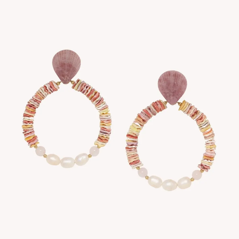 Jewelry - Post earrings with beaded - Spiaggia Rosa - NATURE BIJOUX