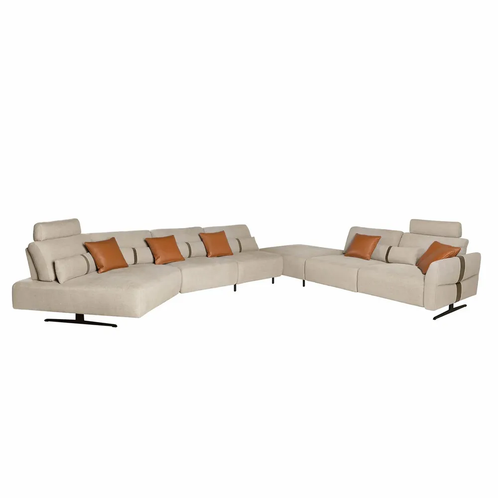 Canapés - Canapé chaise longue relax modulable gauche tissu sable - ANGEL CERDÁ