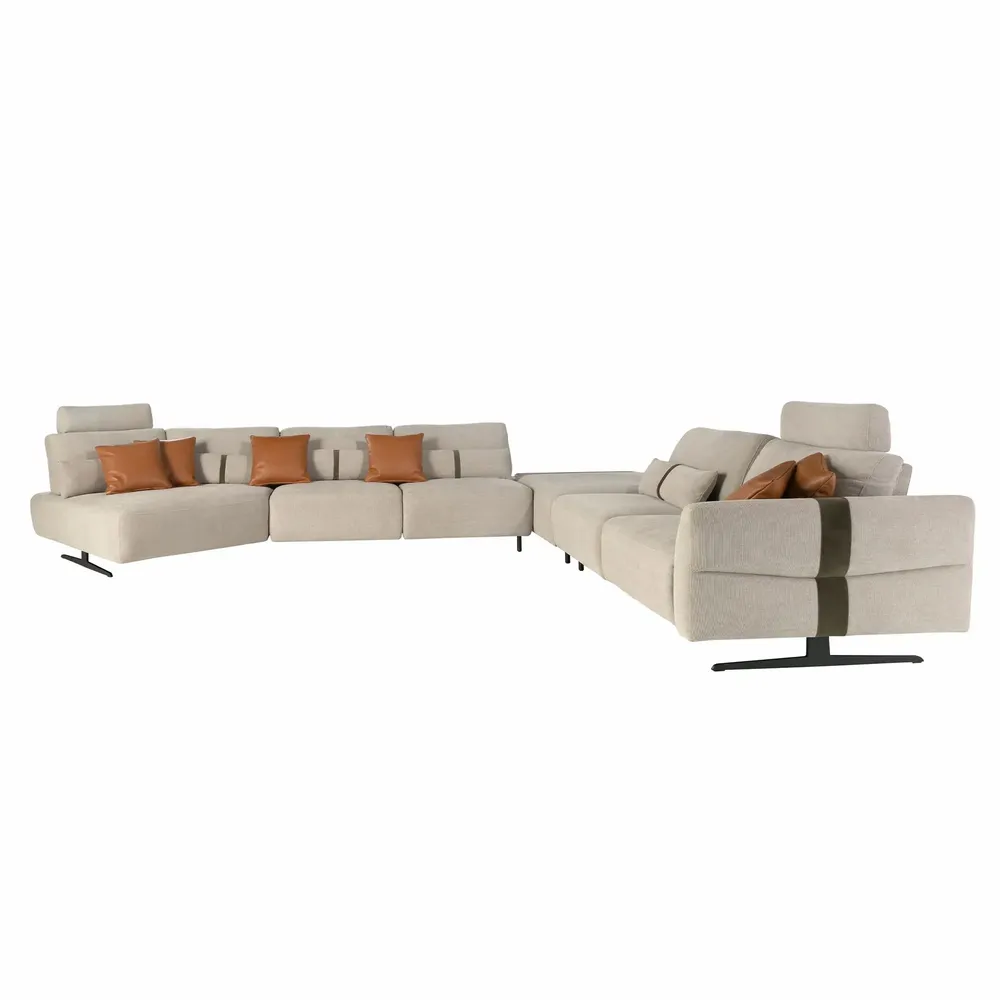 Canapés - Canapé chaise longue relax modulable gauche tissu sable - ANGEL CERDÁ