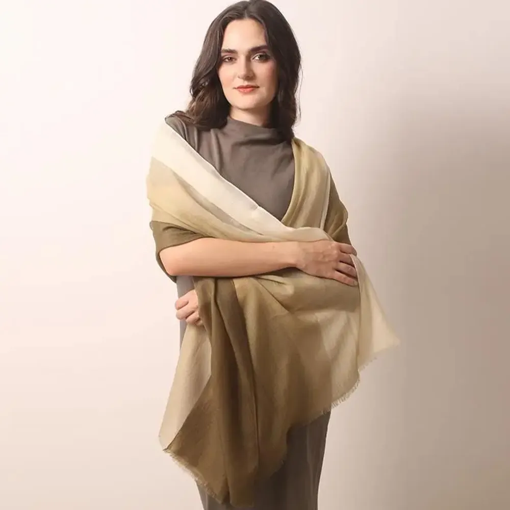 Scarves - Wool Cashmere Diamond Weave Ombre Scarf - PASHMA