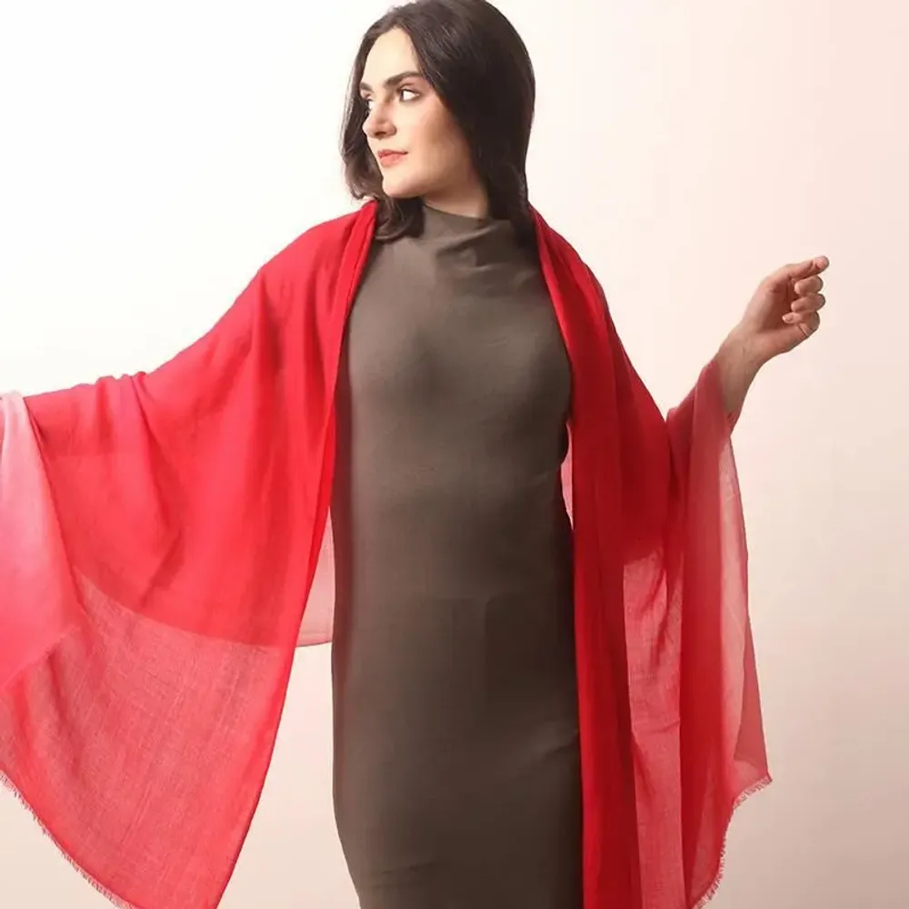 Scarves - Wool Cashmere Diamond Weave Ombre Scarf - PASHMA