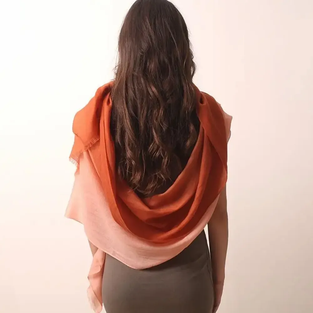 Scarves - Wool Cashmere Diamond Weave Ombre Scarf - PASHMA