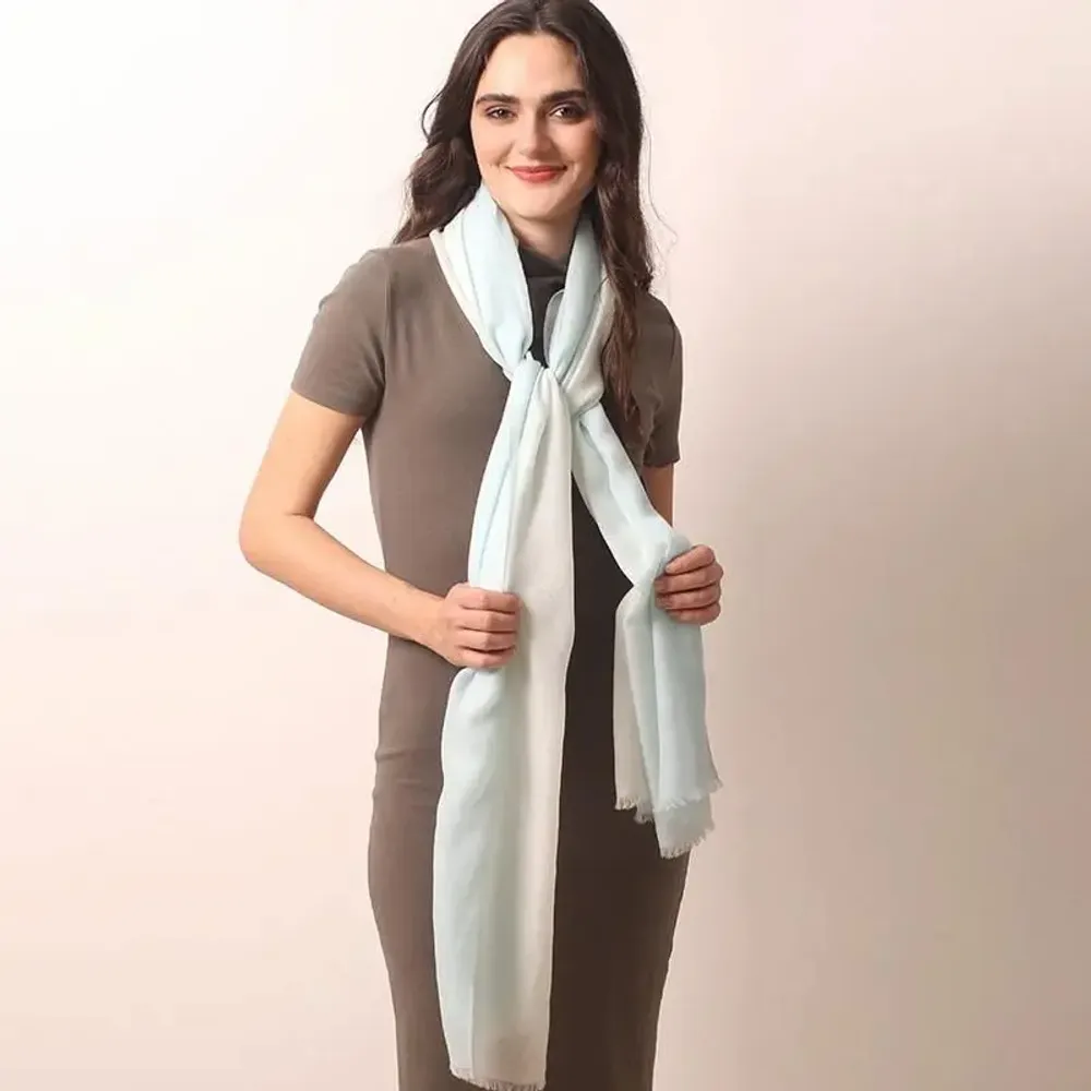 Scarves - Wool Cashmere Diamond Weave Ombre Scarf - PASHMA