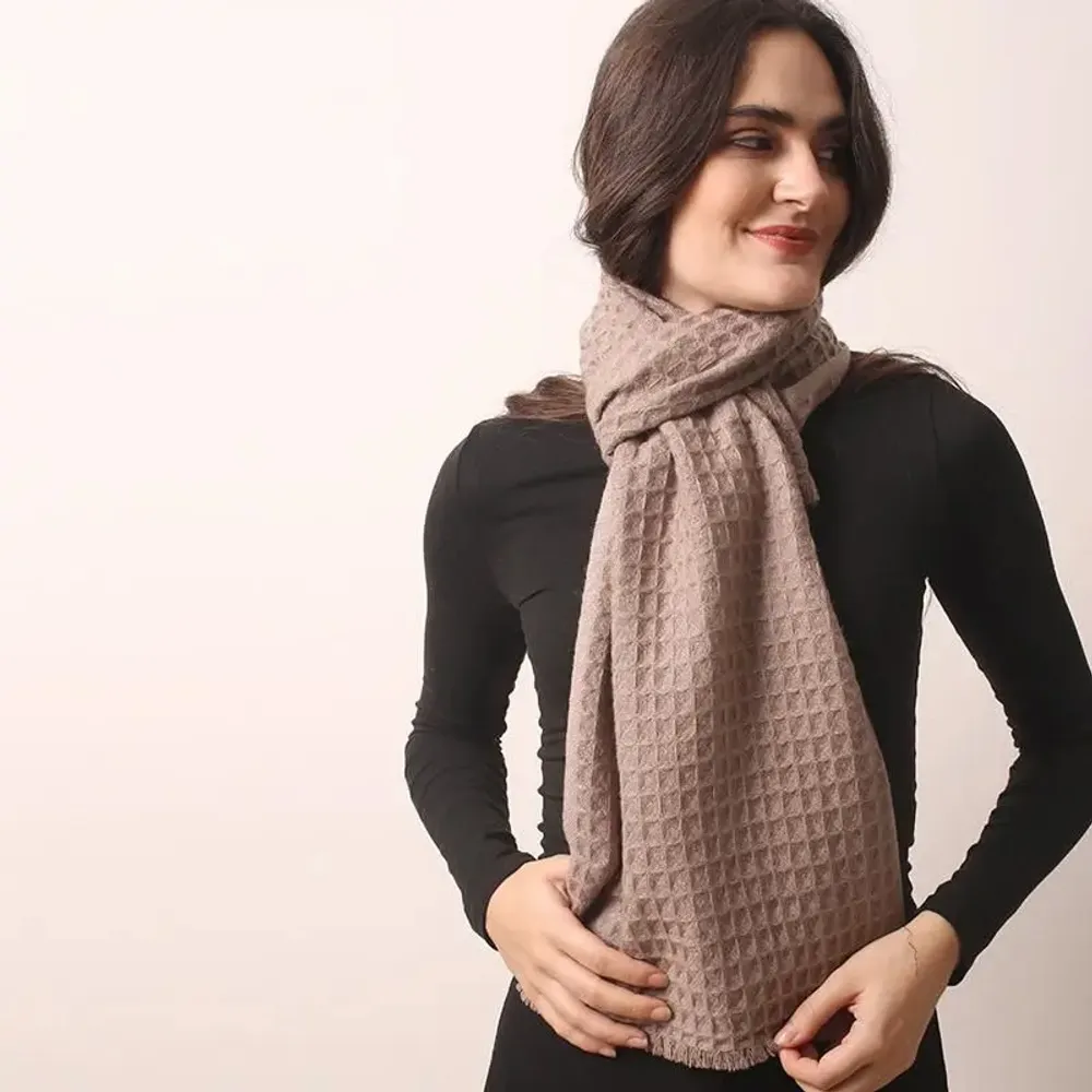 Scarves - Waffle Weave Cashmere Scarf - PASHMA