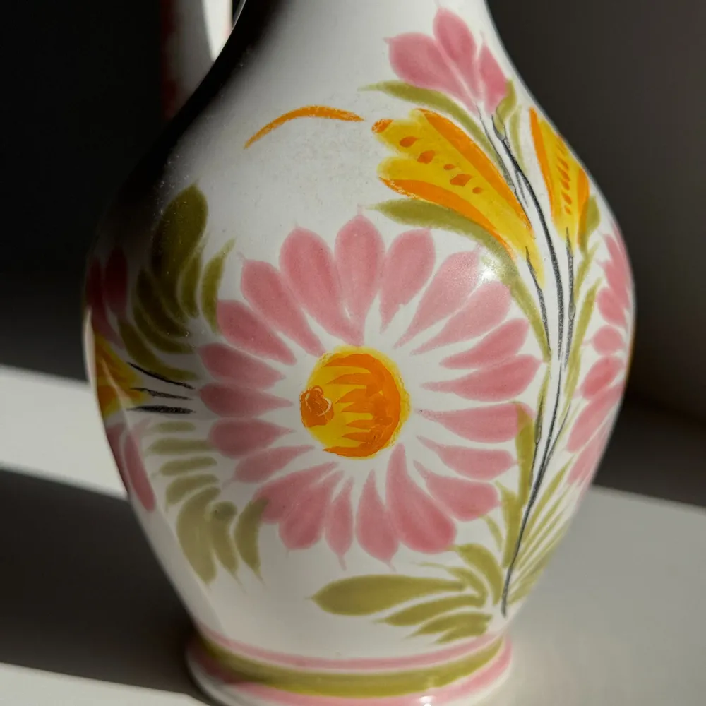 Decorative objects - Mini pink green and yellow stylized flower jug H15.5 - OFFICE OBJETS