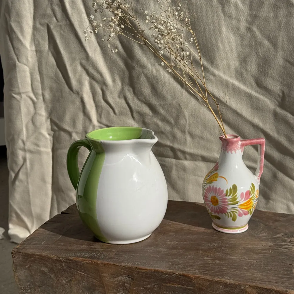 Decorative objects - Mini pink green and yellow stylized flower jug H15.5 - OFFICE OBJETS