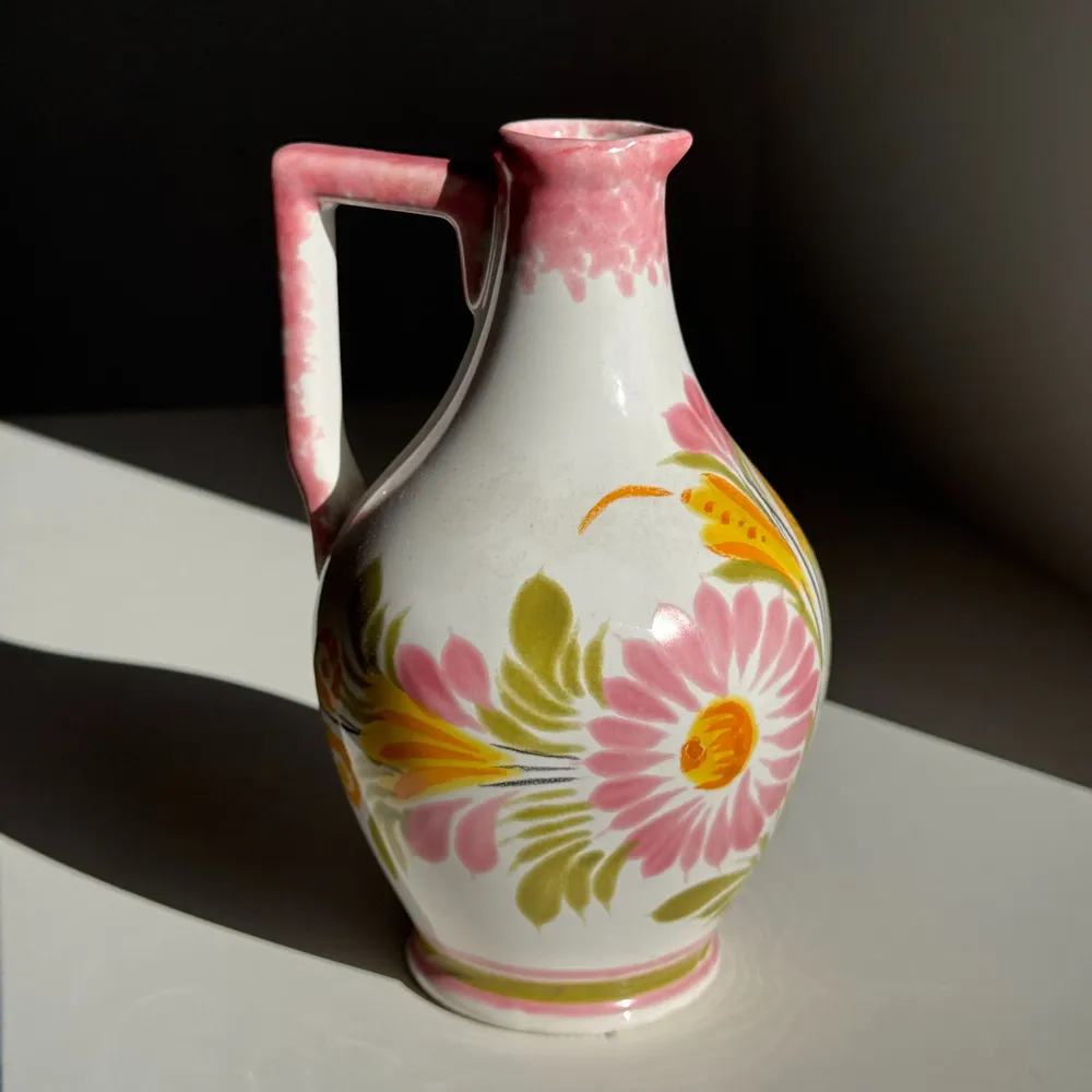 Decorative objects - Mini pink green and yellow stylized flower jug H15.5 - OFFICE OBJETS