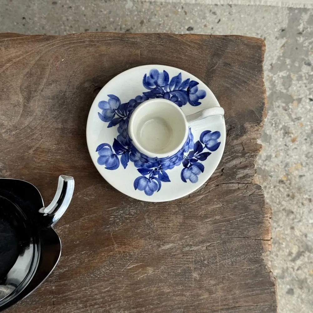 Couverts & ustensiles de cuisine - Coquetier à main bleu et blanc vintage Pologne D13 - OFFICE OBJETS