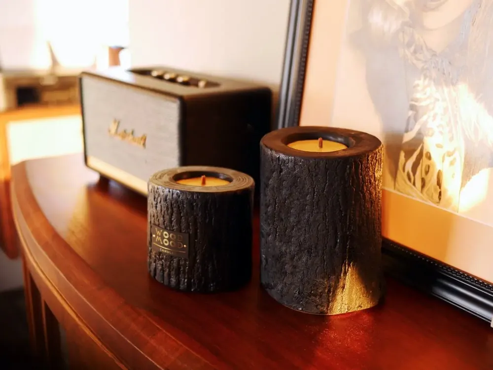 Candlesticks and candle holders - VOLCANO Original (spearmint oil) - WOOD MOOD | :DODOMOOM