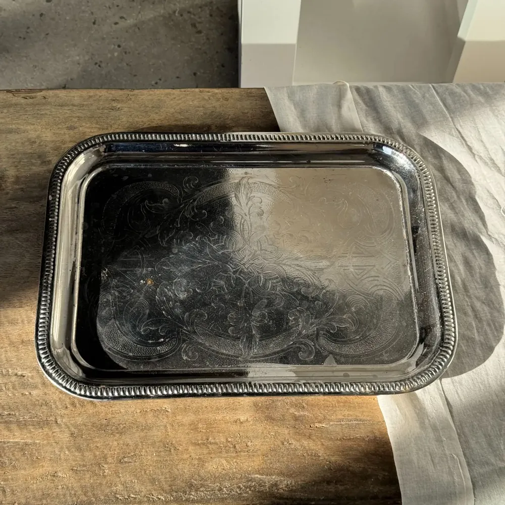 Trays - 31x41" vintage engraved rectangular tray - OFFICE OBJETS