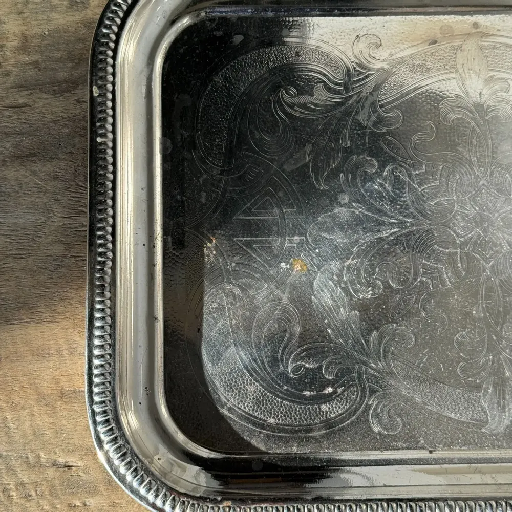 Trays - 31x41" vintage engraved rectangular tray - OFFICE OBJETS