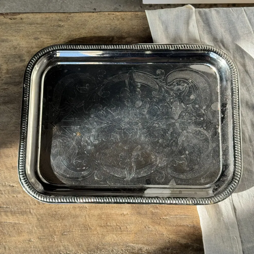 Trays - 31x41" vintage engraved rectangular tray - OFFICE OBJETS
