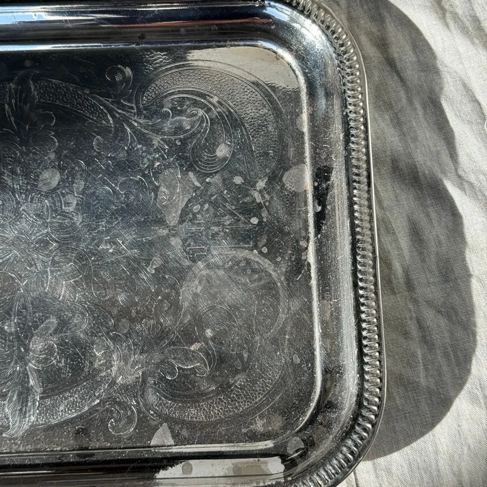 Trays - 31x41" vintage engraved rectangular tray - OFFICE OBJETS