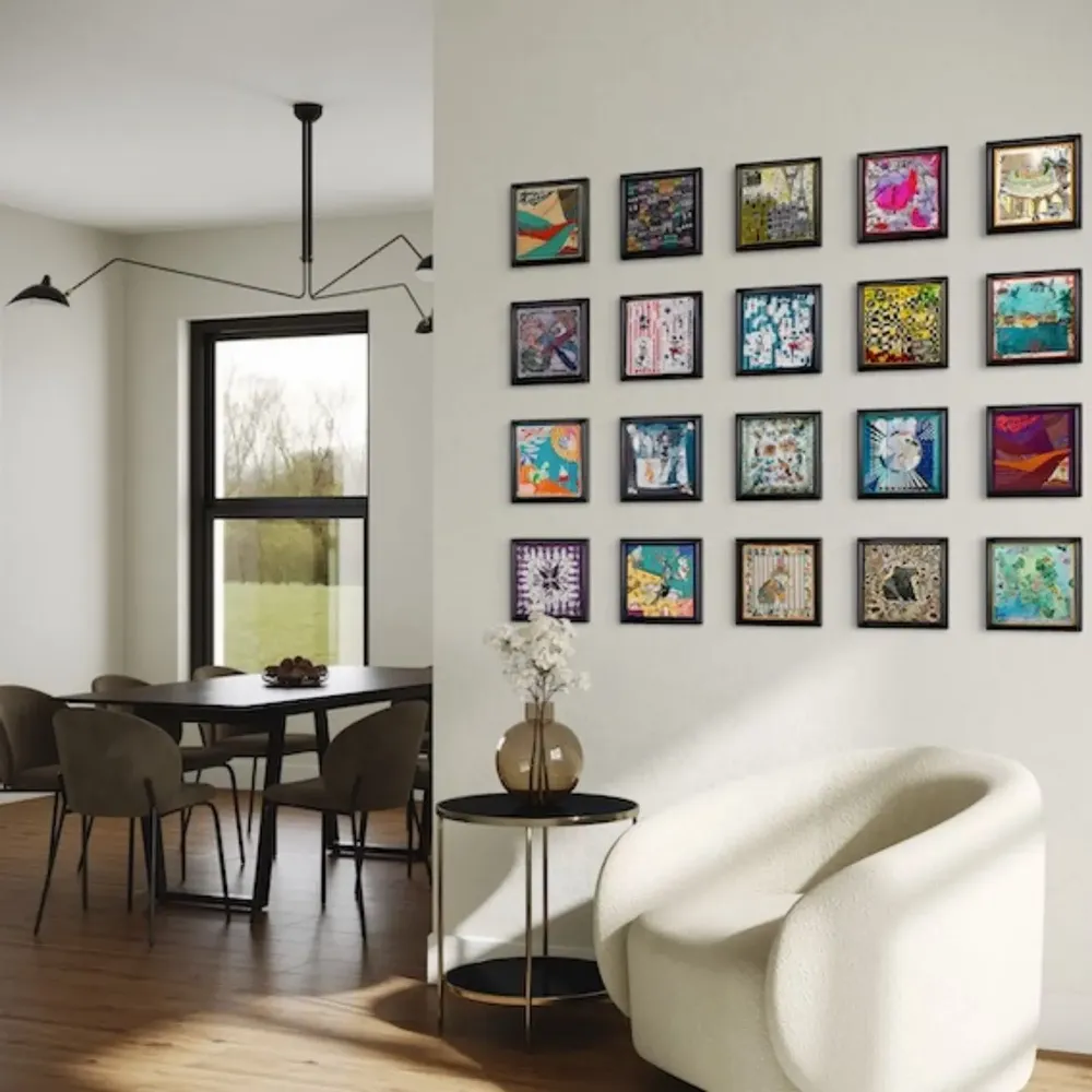 Tableaux - Wow - Foulards en soie encadrés World of Wonder - UN POCO