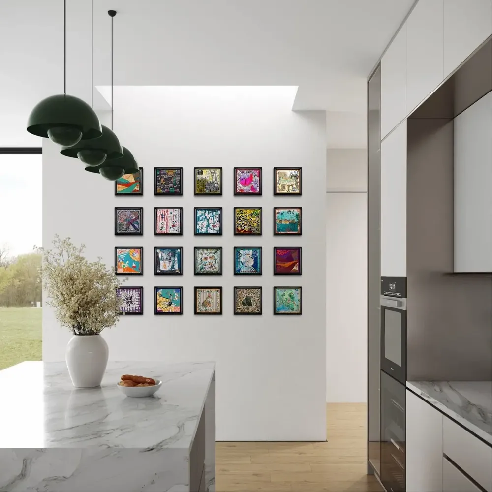 Tableaux - Wow - Foulards en soie encadrés World of Wonder - UN POCO