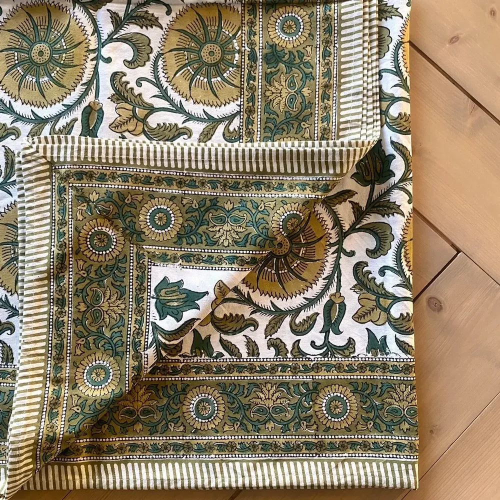 Linge de table textile - Nappes coton imprimées au tampon de bois - MAISON LILO