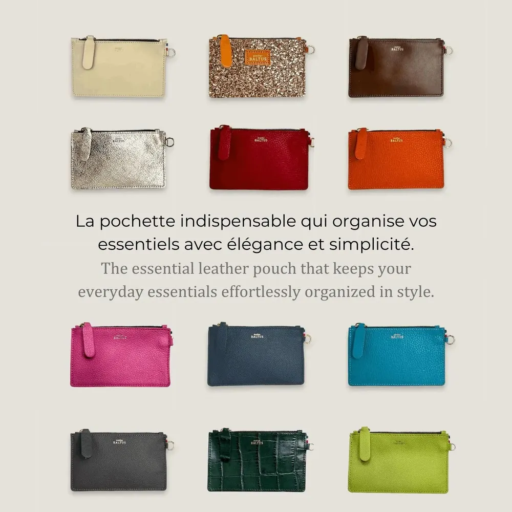 Leather goods - Jade mini pouch in full grain cowhide leather - 10 x 7 cm - ATELIER BALTUS