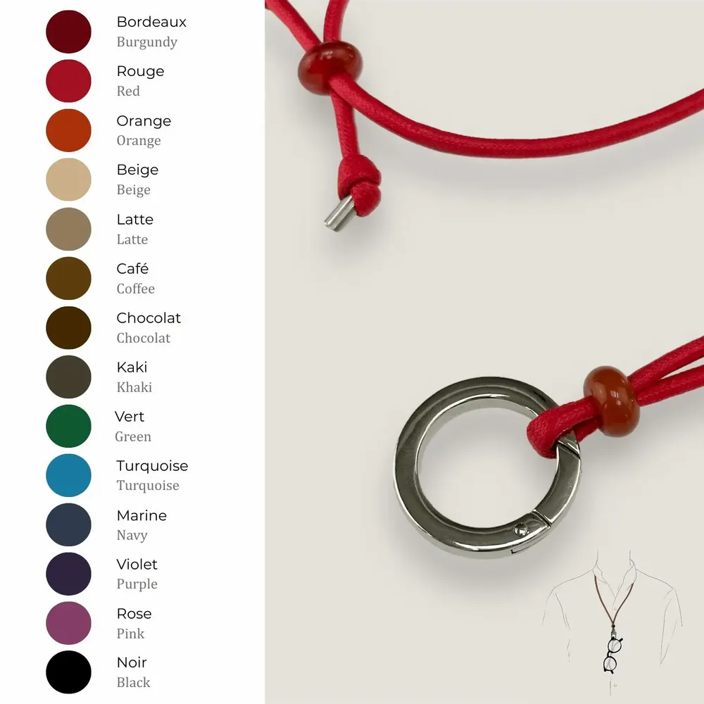 Lunettes - Collier Porte-Lunettes Eve – Coton ciré collier ajustable - ATELIER BALTUS