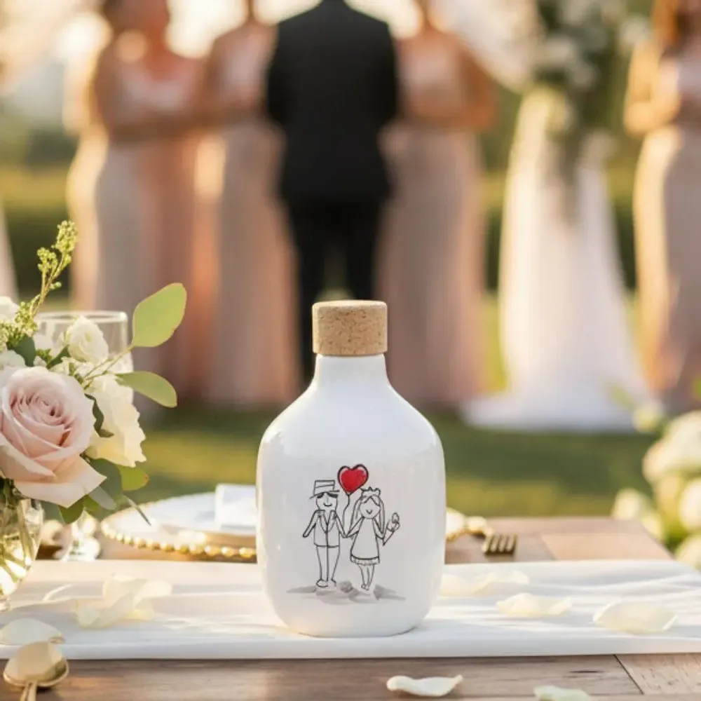 Food storage - Personalized ceramic oil bottle with message and love 200 ml - BOTTEGA DEGLI ARTISTI