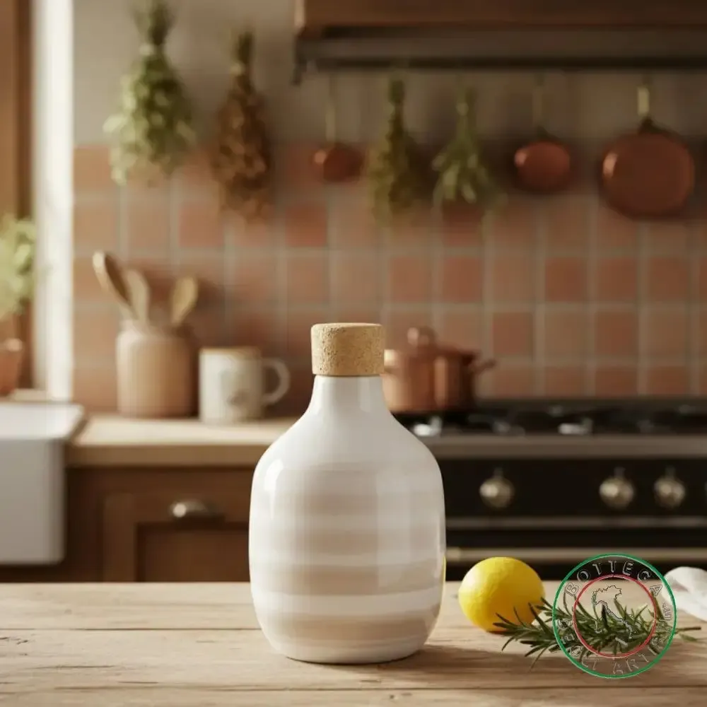 Food storage - Personalized ceramic oil bottle - BOTTEGA DEGLI ARTISTI