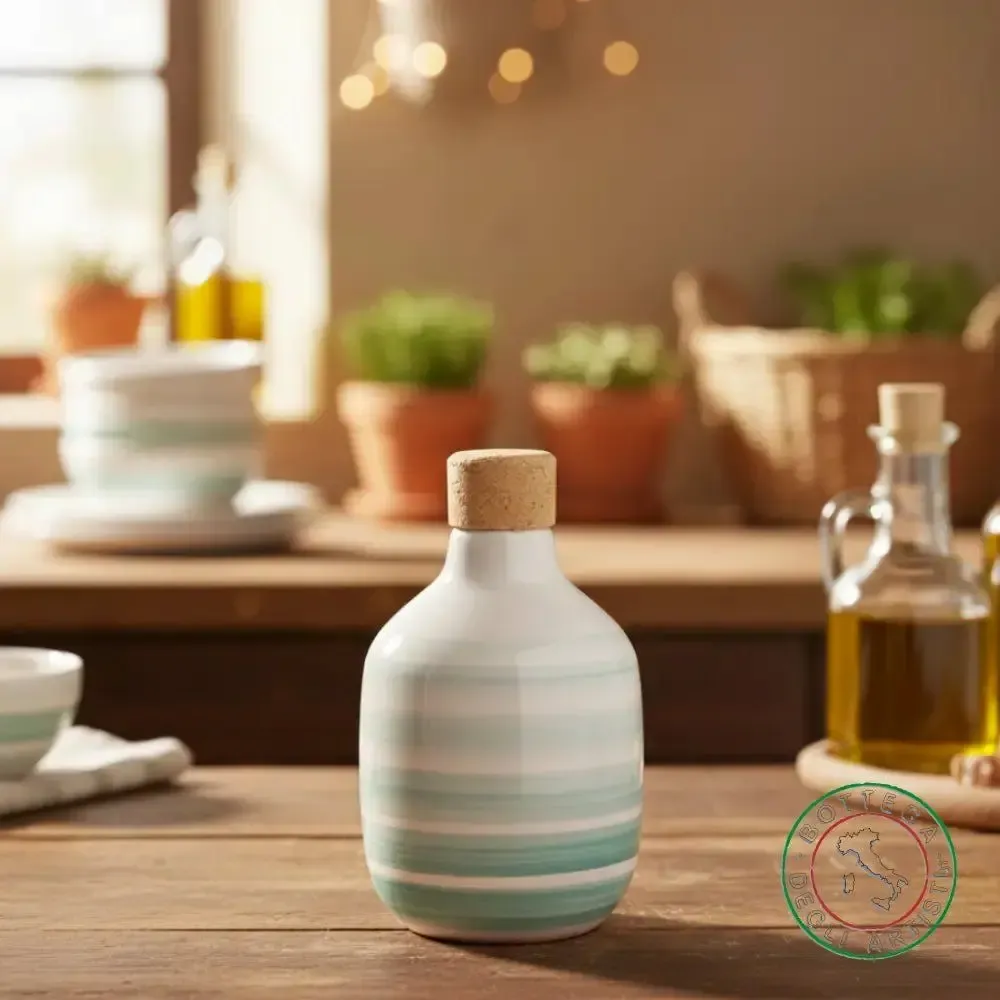 Food storage - Personalized ceramic oil bottle - BOTTEGA DEGLI ARTISTI