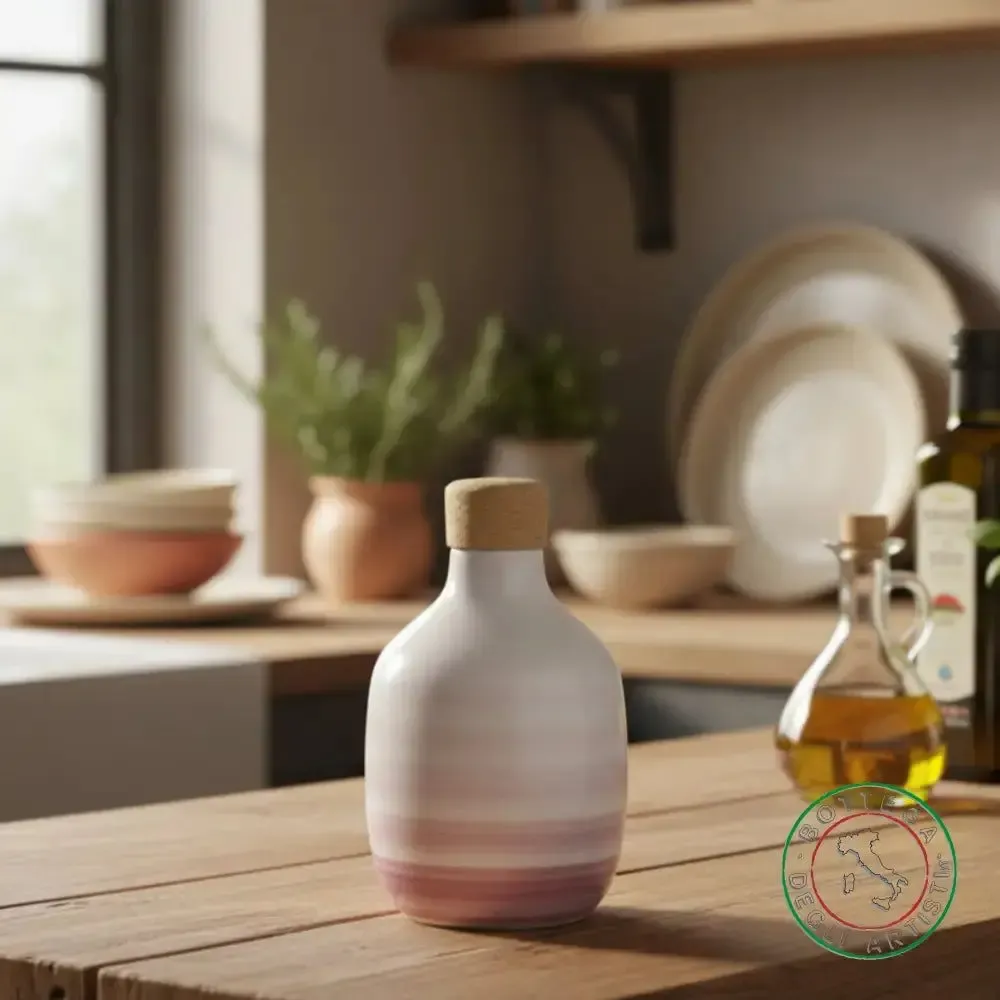 Food storage - Personalized ceramic oil bottle - BOTTEGA DEGLI ARTISTI