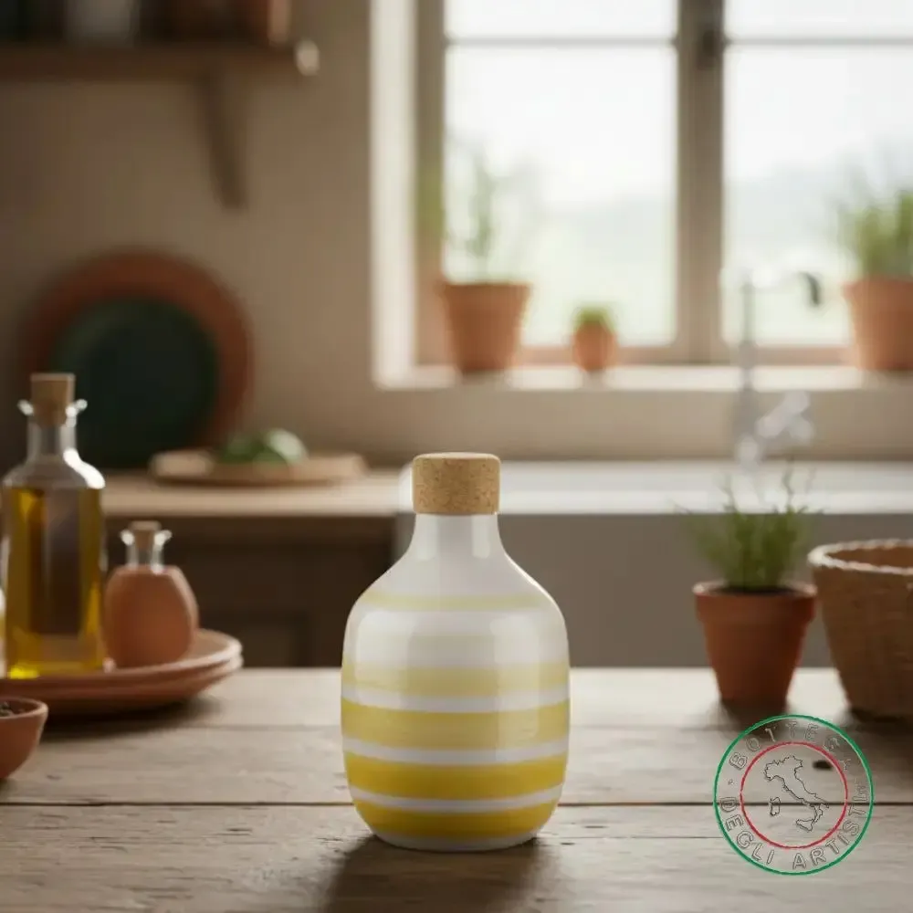 Food storage - Personalized ceramic oil bottle - BOTTEGA DEGLI ARTISTI
