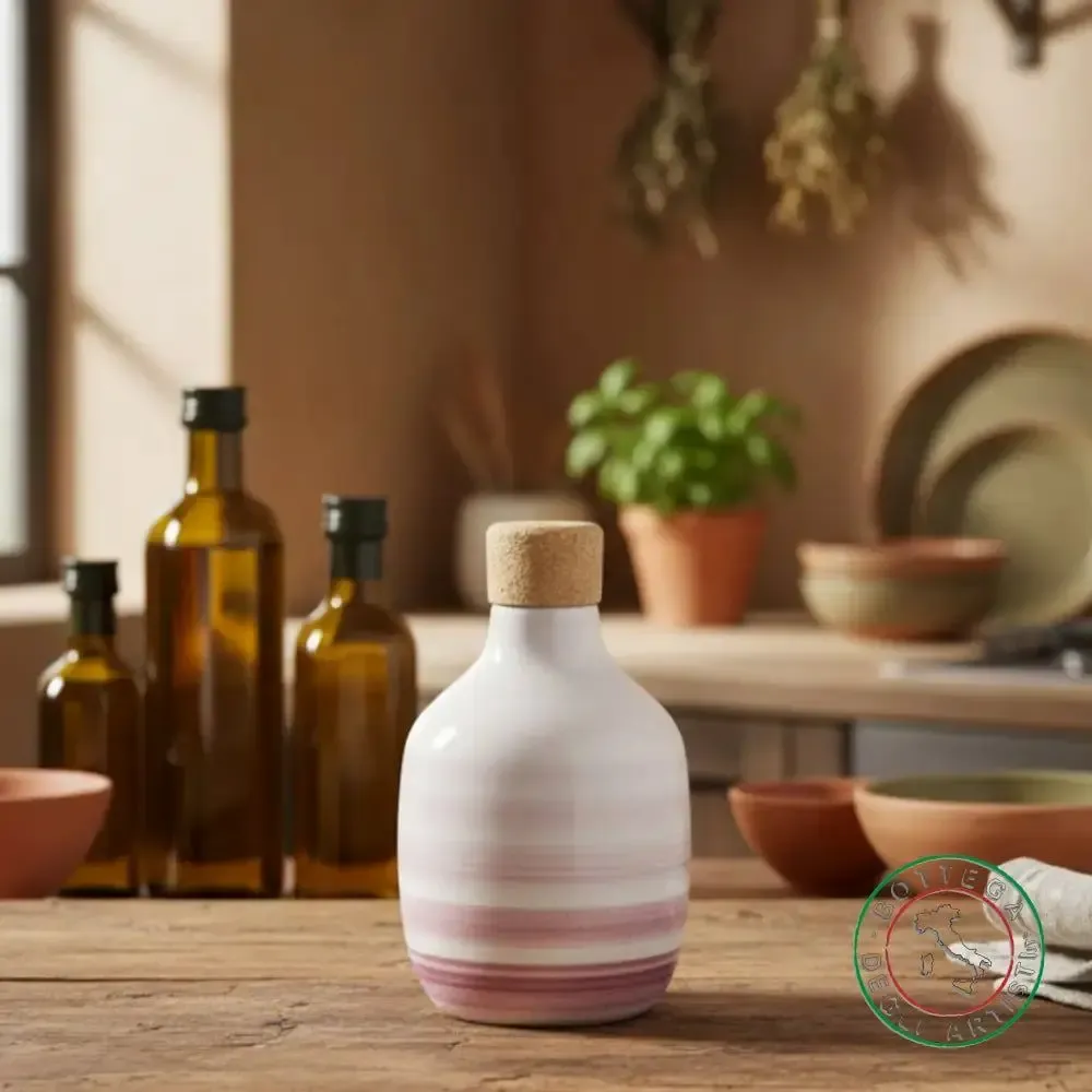 Food storage - Personalized ceramic oil bottle - BOTTEGA DEGLI ARTISTI