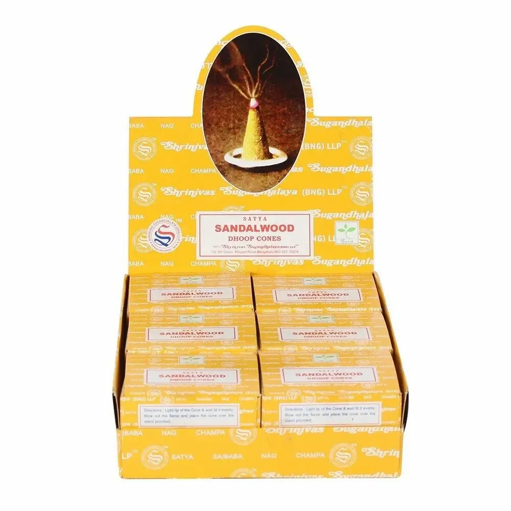 Senteurs - Lot de 12 cônes d'encens Dhoop au bois de santal de Satya (6/30) - SOMETHING DIFFERENT WHOLESALE