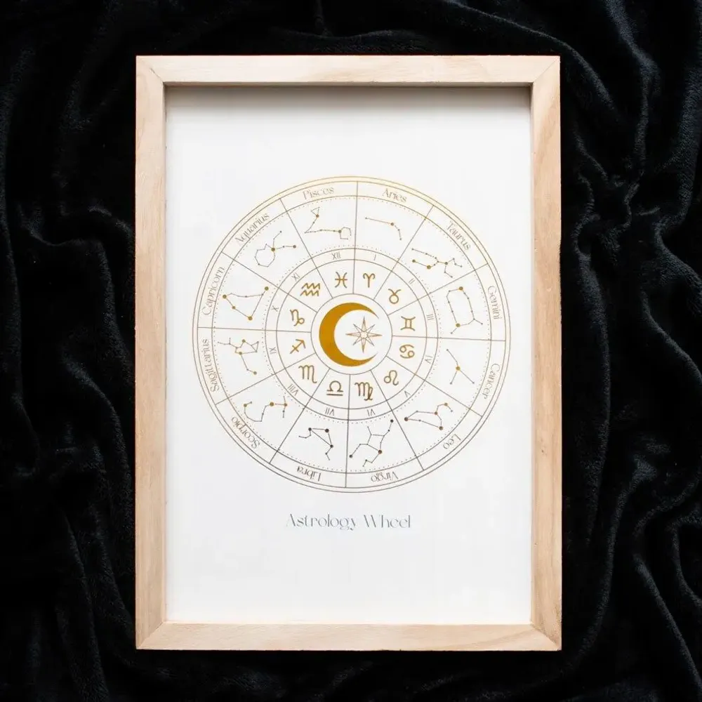 Decorative objects - Off White Astrology Wheel Framed Wall Art Print - SOMETHING DIFFERENT WHOLESALE