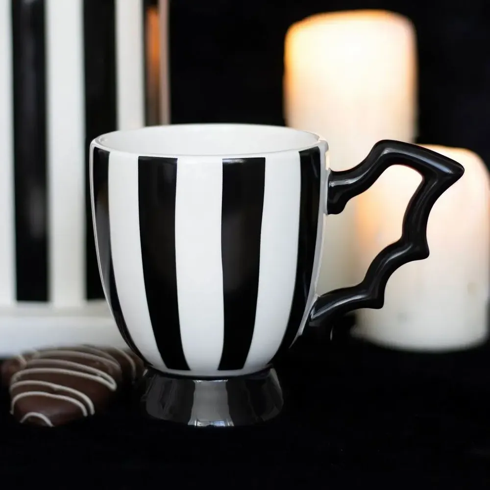 Mugs - Striped Bat Wing Teacup - SOMETHING DIFFERENT WHOLESALE
