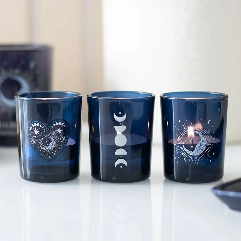Candlesticks and candle holders - Set of 3 Blue Moon Votive Candle Holders - SOMETHING DIFFERENT WHOLESALE