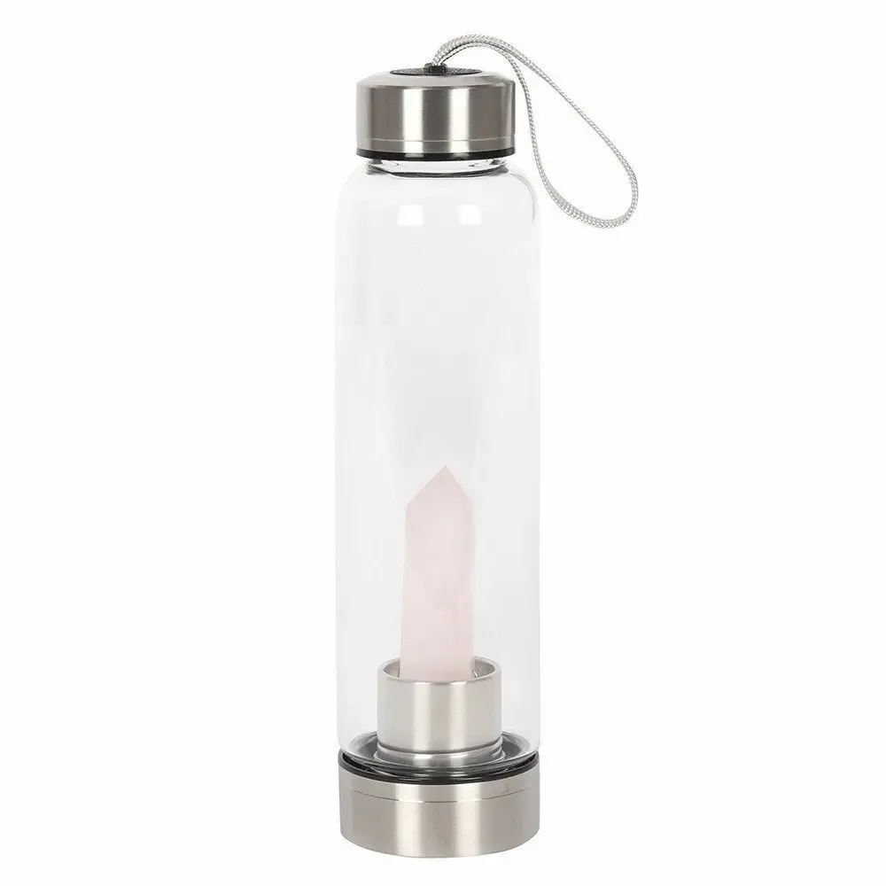 Verres - Bouteille d'eau purificatrice en verre de quartz rose - SOMETHING DIFFERENT WHOLESALE