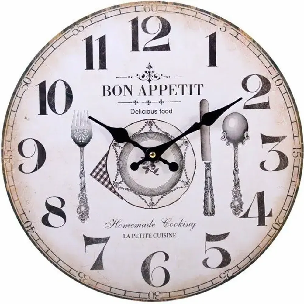 Watchmaking - Shabby Chic Bon Appetit Wall Clock - SOMETHING DIFFERENT WHOLESALE