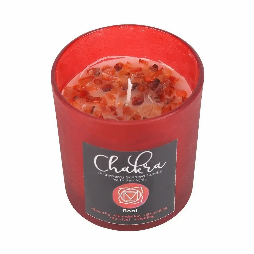 Candles - Root Chakra Strawberry Crystal Chip Candle - SOMETHING DIFFERENT WHOLESALE