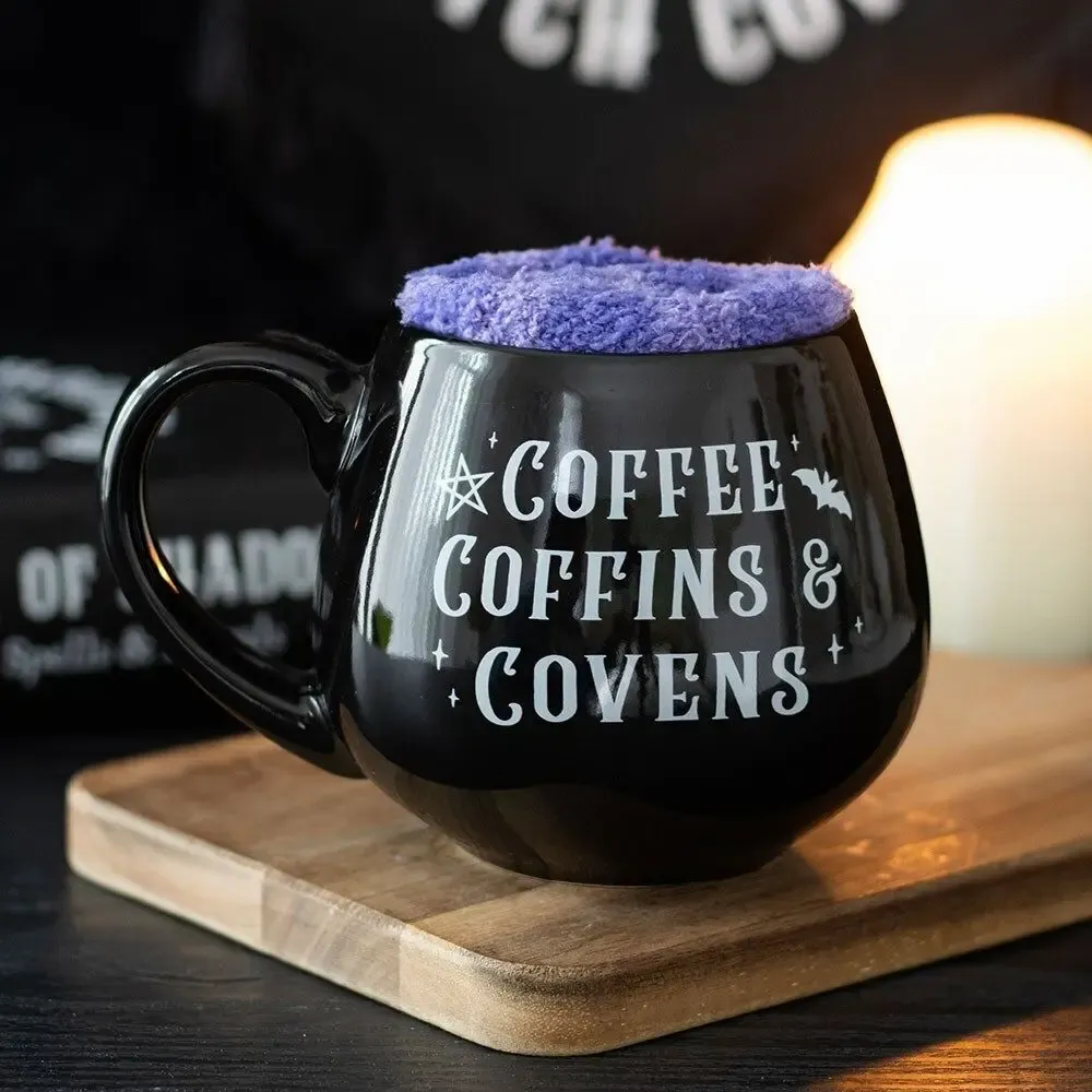 Mugs - Coffee, Coffins & Covens Mug and Socks Set - SOMETHING DIFFERENT WHOLESALE