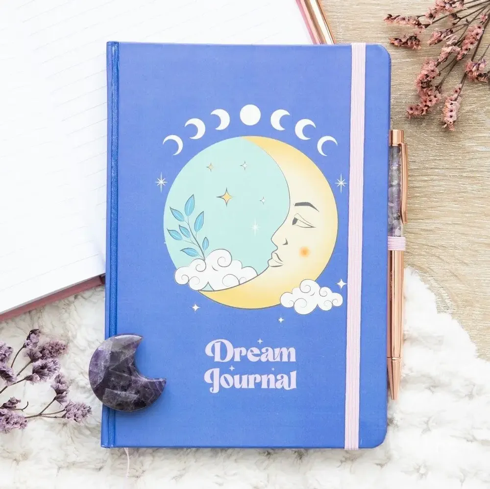 Papeterie - Journal de rêves lunaires avec stylo améthyste - SOMETHING DIFFERENT WHOLESALE