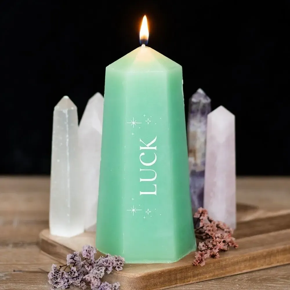 Candles - Luck Crystal Candle with Rough Green Aventurine - SOMETHING DIFFERENT WHOLESALE