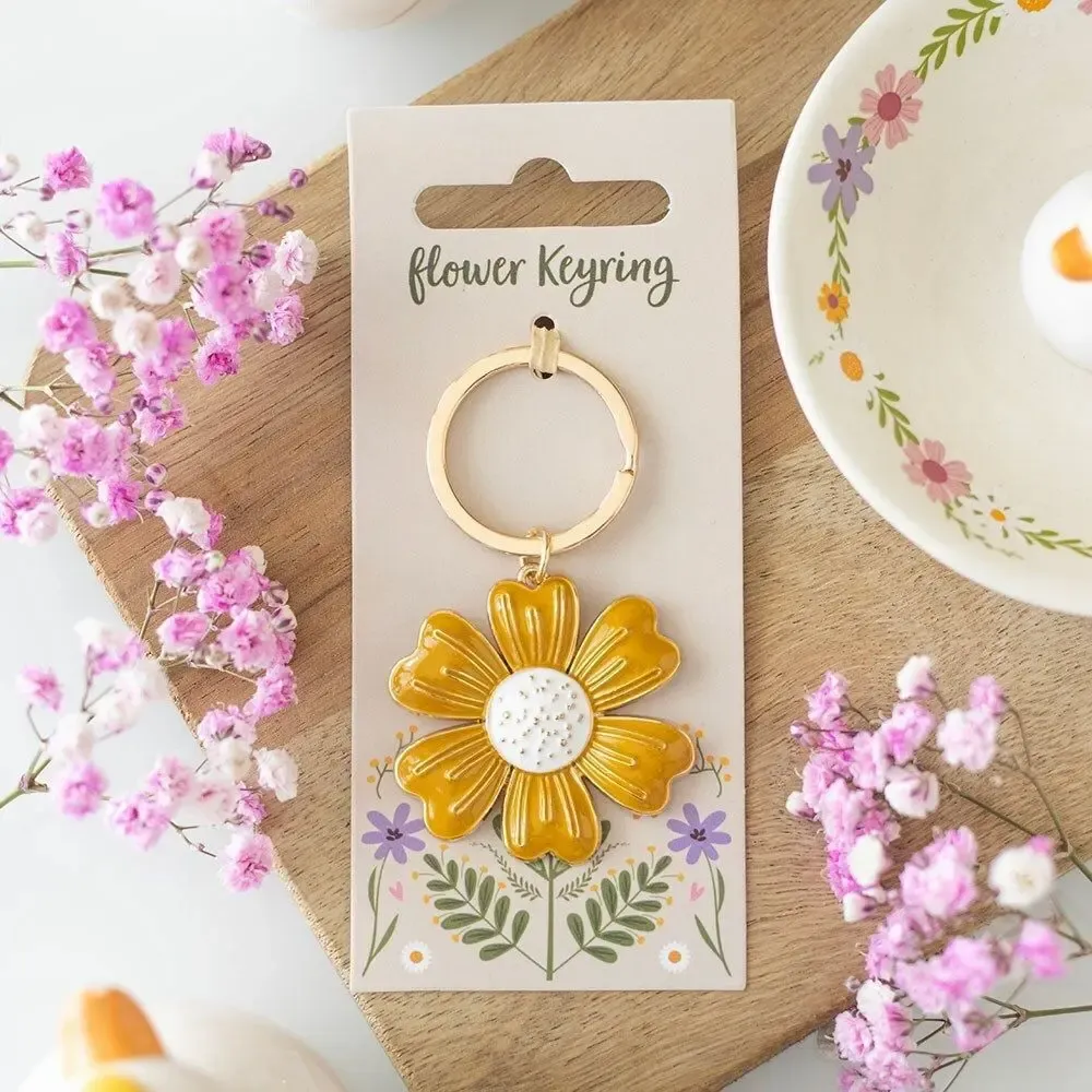 Decorative objects - Yellow Daisy Keyring - SOMETHING DIFFERENT WHOLESALE