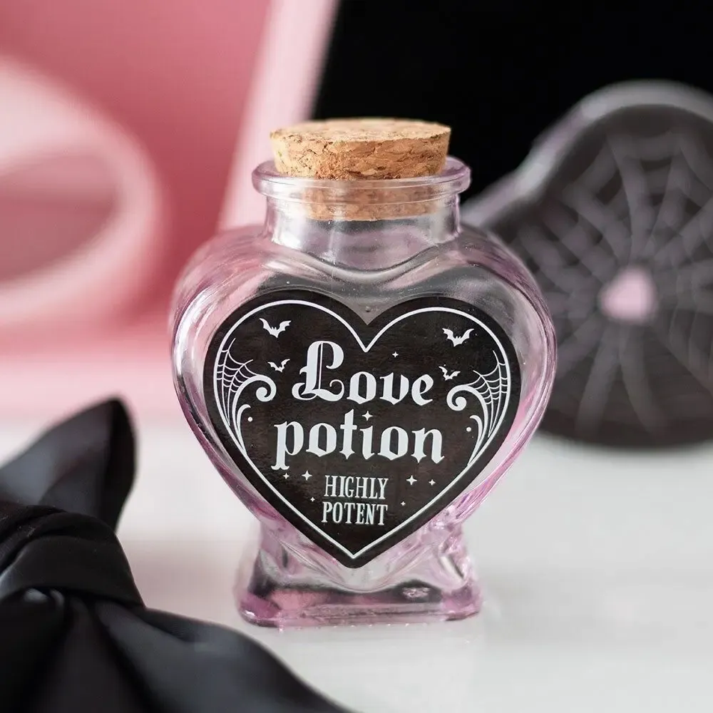 Ornaments - Love Potion Decorative Glass Heart Potion Bottle - SOMETHING DIFFERENT WHOLESALE