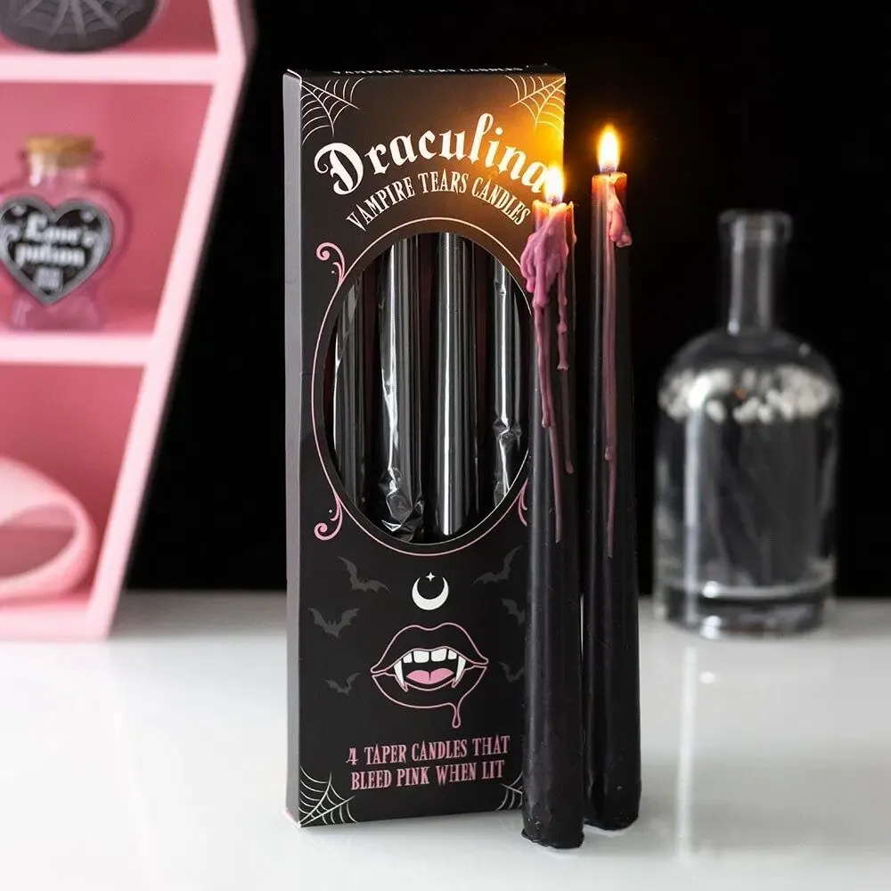 Candles - Set of 4 Pink Vampire Tears Taper Candles - SOMETHING DIFFERENT WHOLESALE