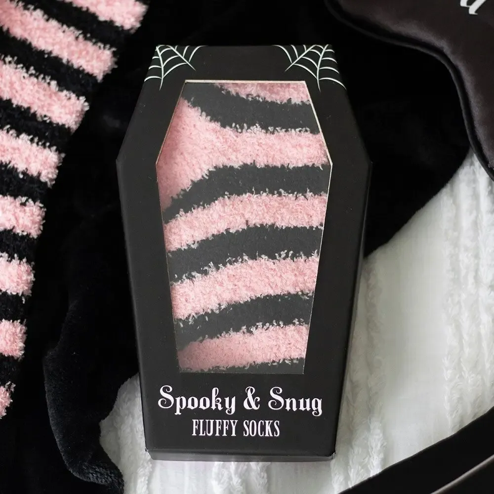 Socks - Pink and Black Striped Socks in Coffin Gift Box - SOMETHING DIFFERENT WHOLESALE