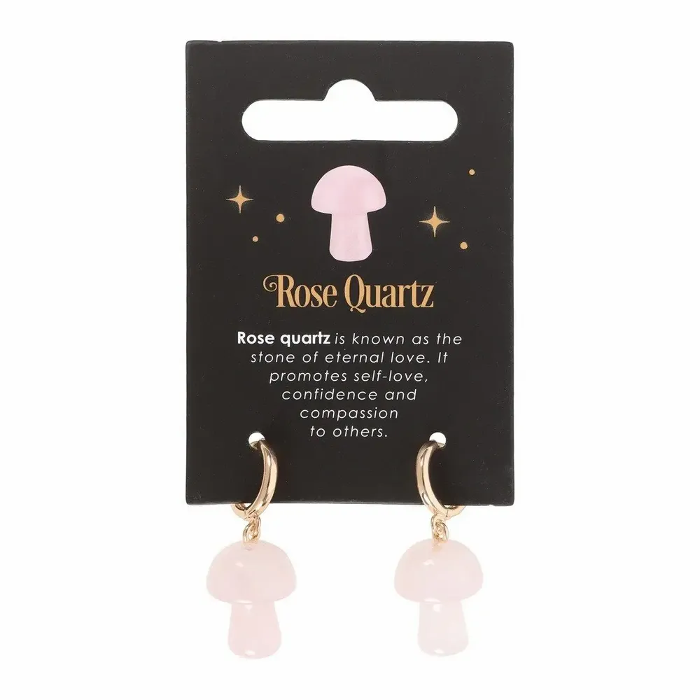 Bijoux - Boucles d'oreilles champignon en cristal de quartz rose - SOMETHING DIFFERENT WHOLESALE