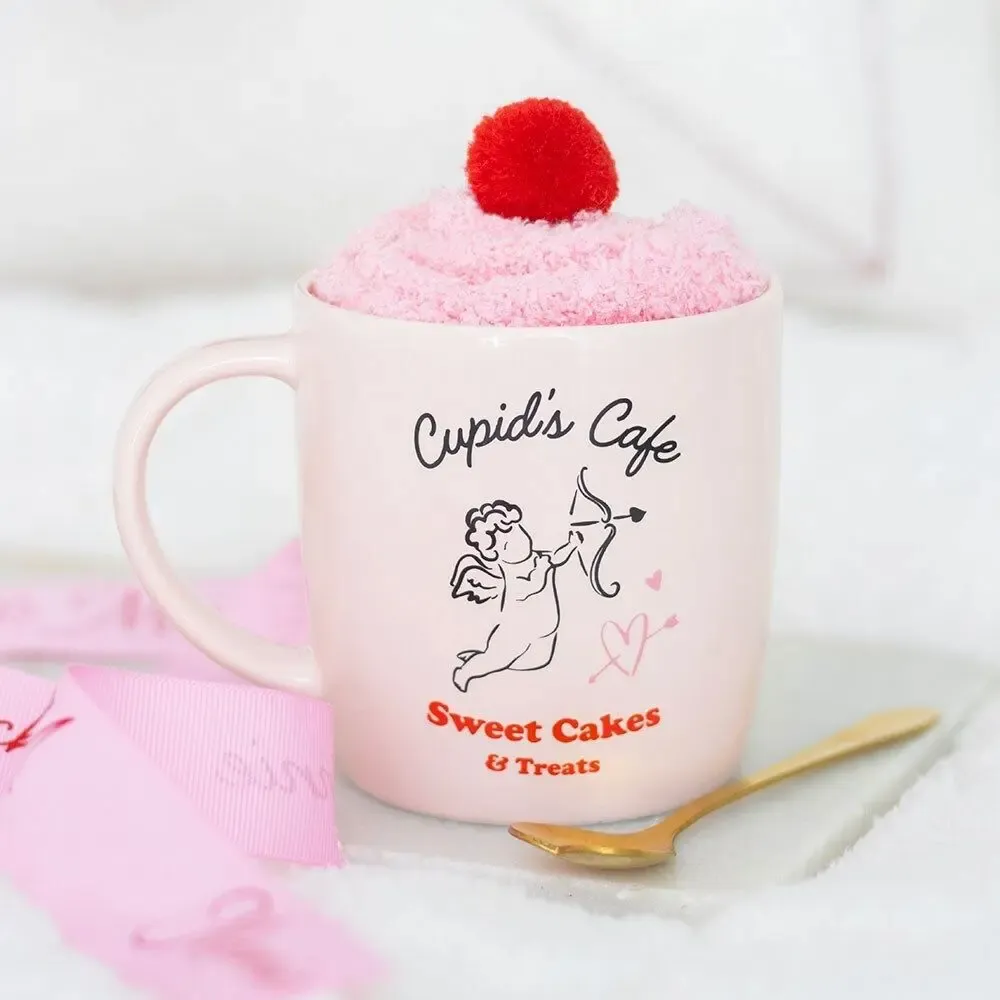 Mugs - Cupid's Café Mug, Spoon and Socks Set - SOMETHING DIFFERENT WHOLESALE