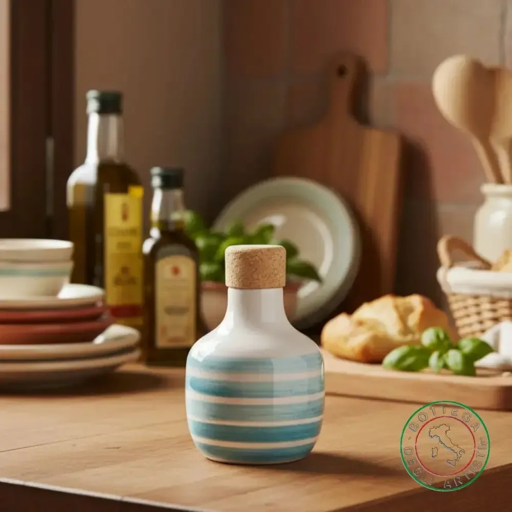 Food storage - Personalized ceramic oil bottle - BOTTEGA DEGLI ARTISTI