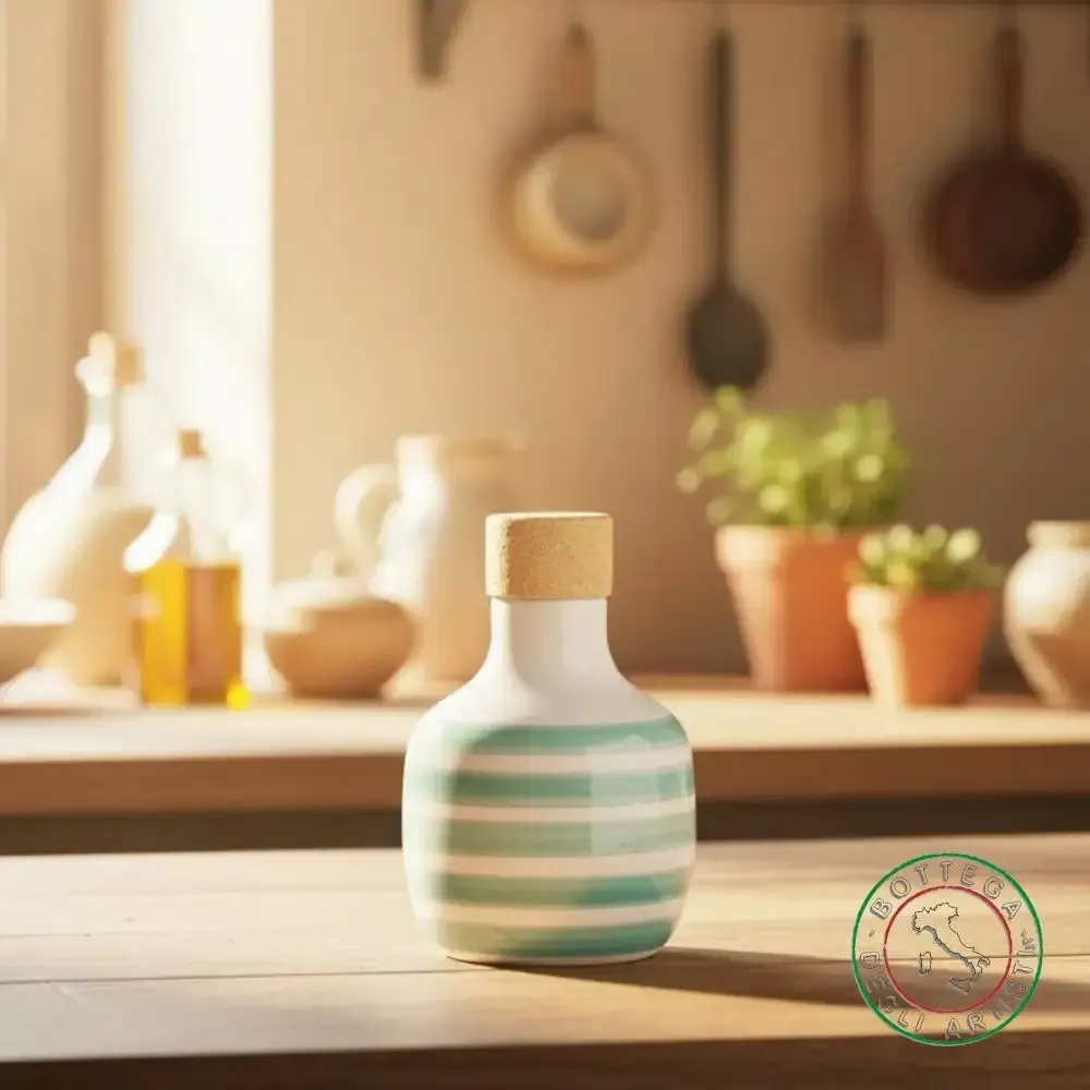 Food storage - Personalized ceramic oil bottle - BOTTEGA DEGLI ARTISTI