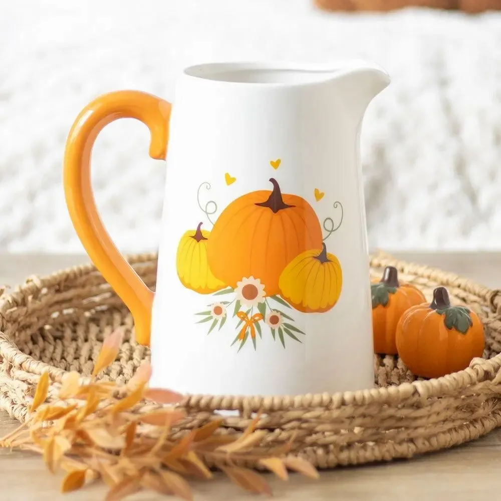 Vases - Autumn Pumpkin Ceramic Flower Jug - SOMETHING DIFFERENT WHOLESALE