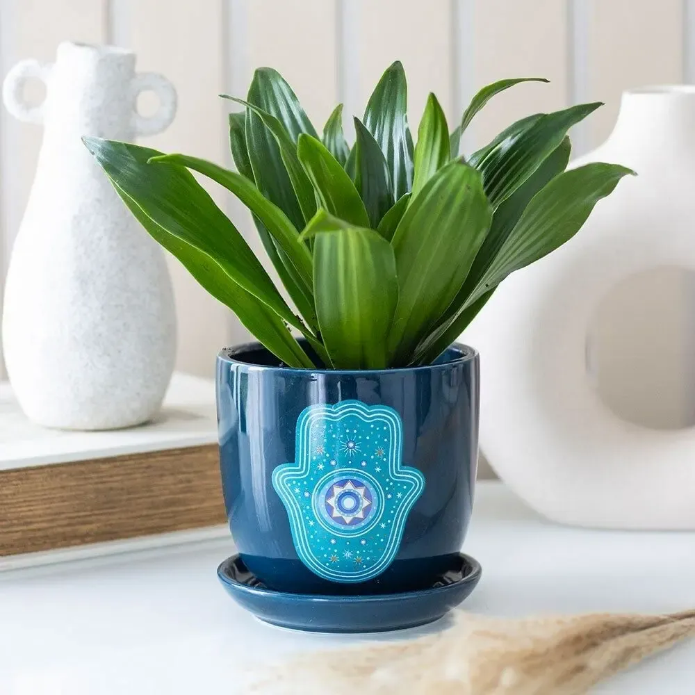 Flower pots - Hand of Hamsa Ceramic Plant Pot - SOMETHING DIFFERENT WHOLESALE