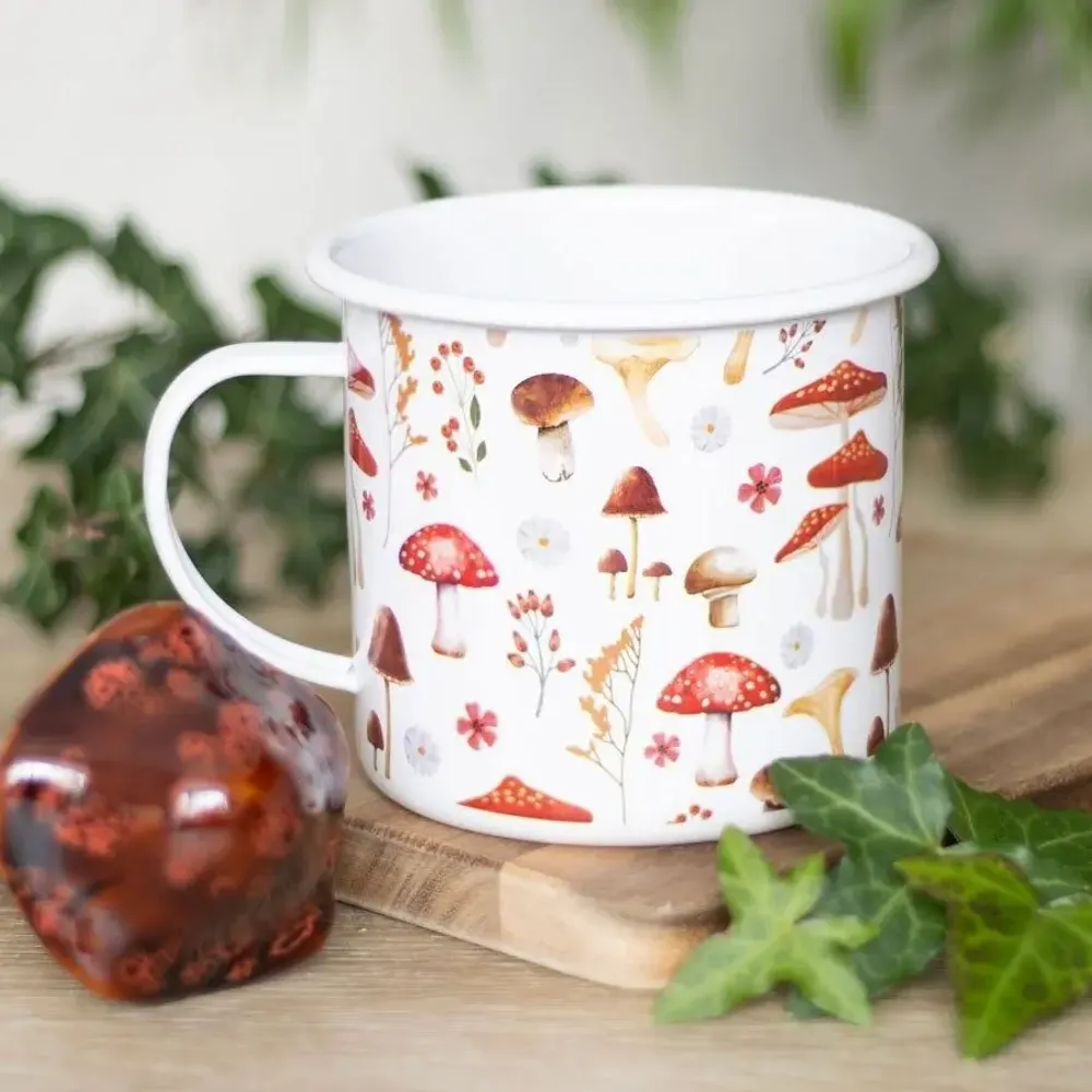 Tasses et mugs - Mug en émail à motif champignons - SOMETHING DIFFERENT WHOLESALE