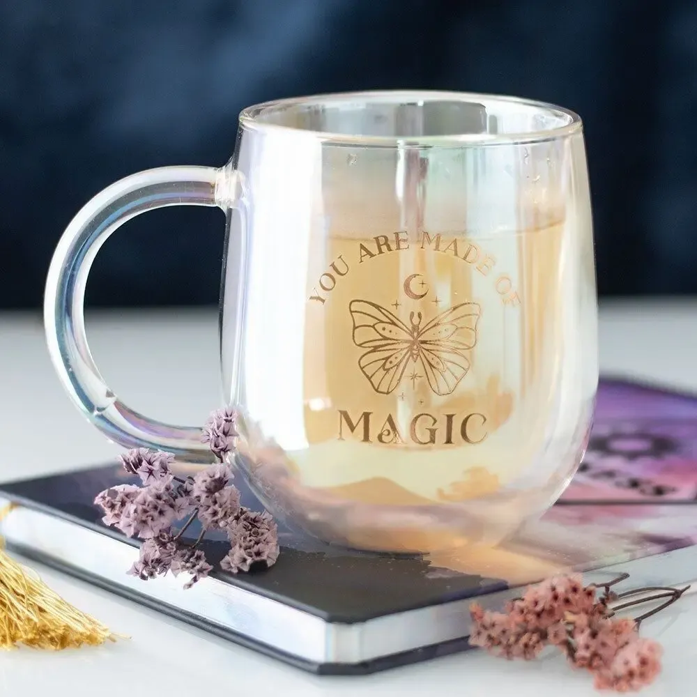 Mugs - You Are Made of Magic Iridescent Double Walled Glass Mug - SOMETHING DIFFERENT WHOLESALE